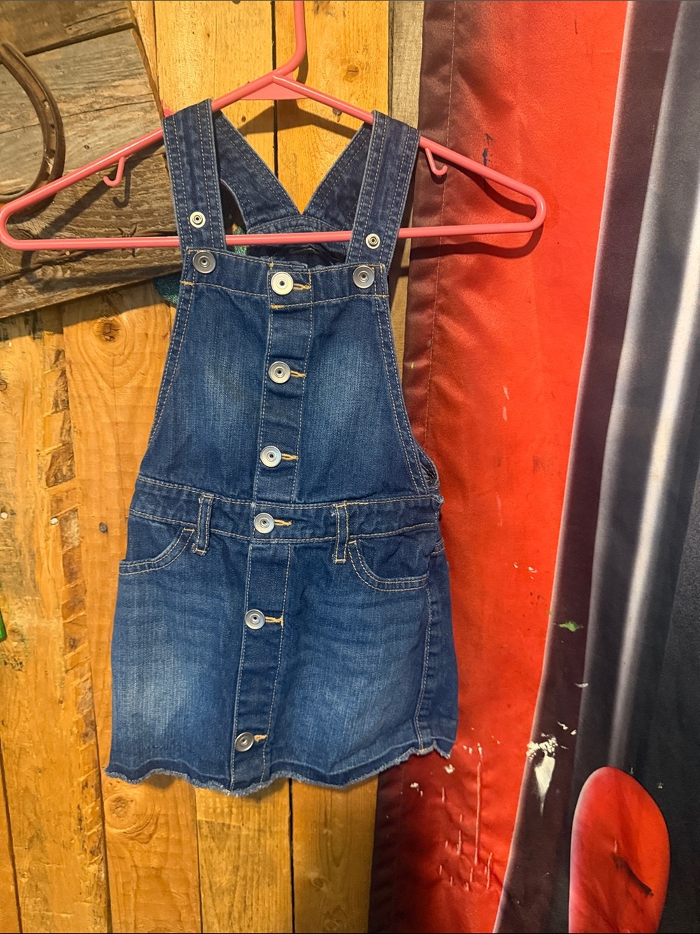The Children's Place Blue Denim Button-Front Overall Dress